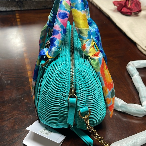 Kurt Geiger Turquoise Satchel with Multicolor Scarf - Picture 3 of 10